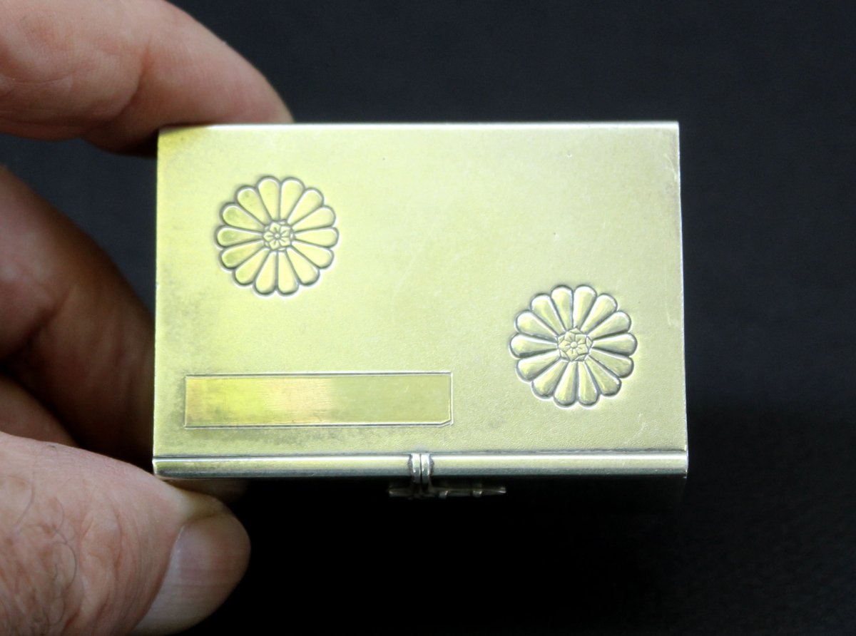 Bonbonnière Impériale Japonaise Ancienne En Argent Massif Par Miyamoto Shōkō-photo-2