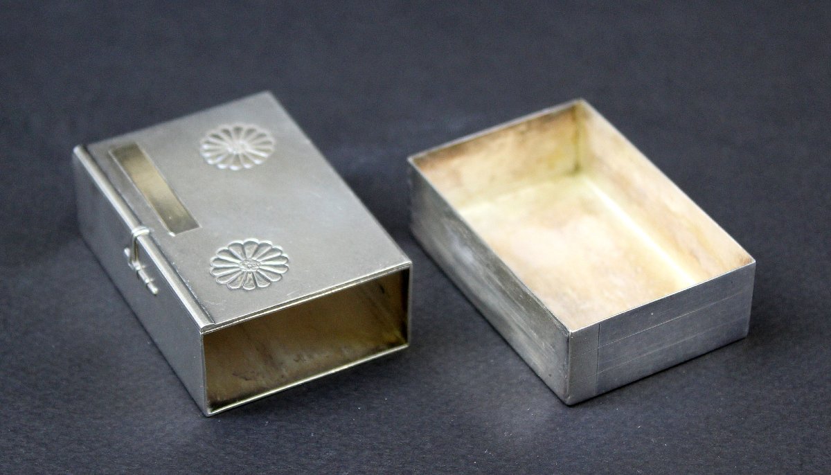 Bonbonnière Impériale Japonaise Ancienne En Argent Massif Par Miyamoto Shōkō-photo-4