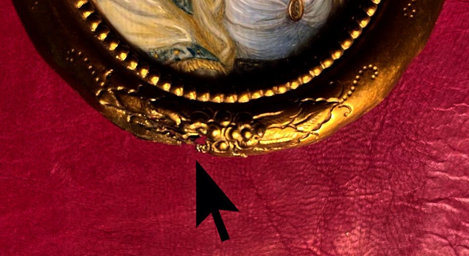 Antique Portrait Miniature, Lady Identified As Duchess Amalie Of Weimar, Gilt Metal Frame-photo-3