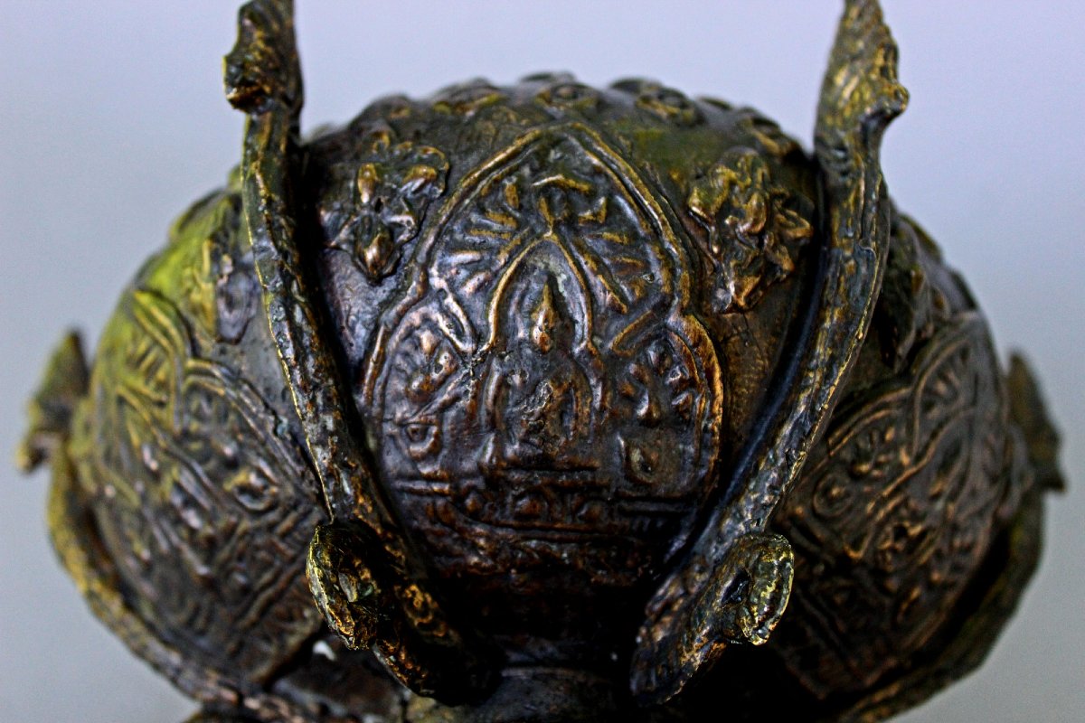 Antique Thai Bronze Khan Nam Matr Ritual Buddhist Holy Water Vessel-photo-3