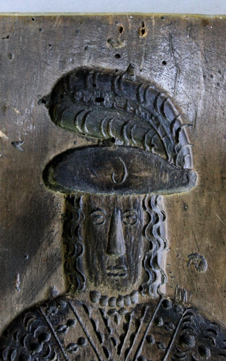 Antique Double-sided Carved Sycamore Gingerbread Mould, Probably Dutch, Dated 1887-photo-1