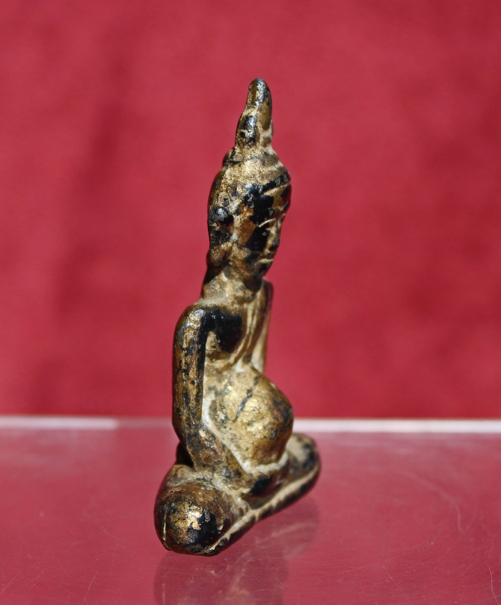 Antique Phra Chaiwat Thaï en Bronze Doré, XIXe Siècle ou Antérieur-photo-2