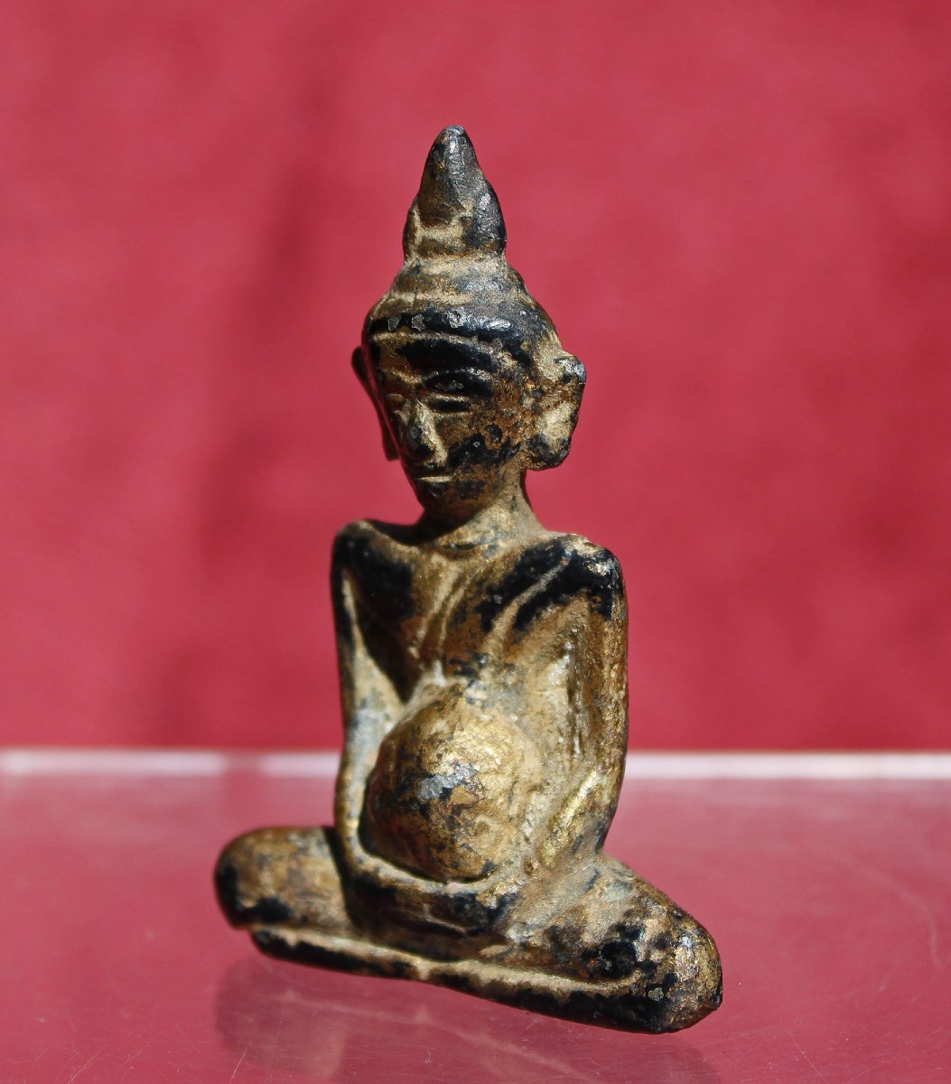 Antique Phra Chaiwat Thaï en Bronze Doré, XIXe Siècle ou Antérieur-photo-4