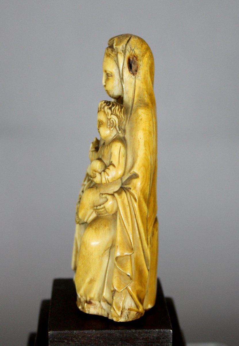 Antique Ivoire Chinois Chrétien Jésuite Sino-Portugais Vierge à l'Enfant XVIIe Siècle-photo-2
