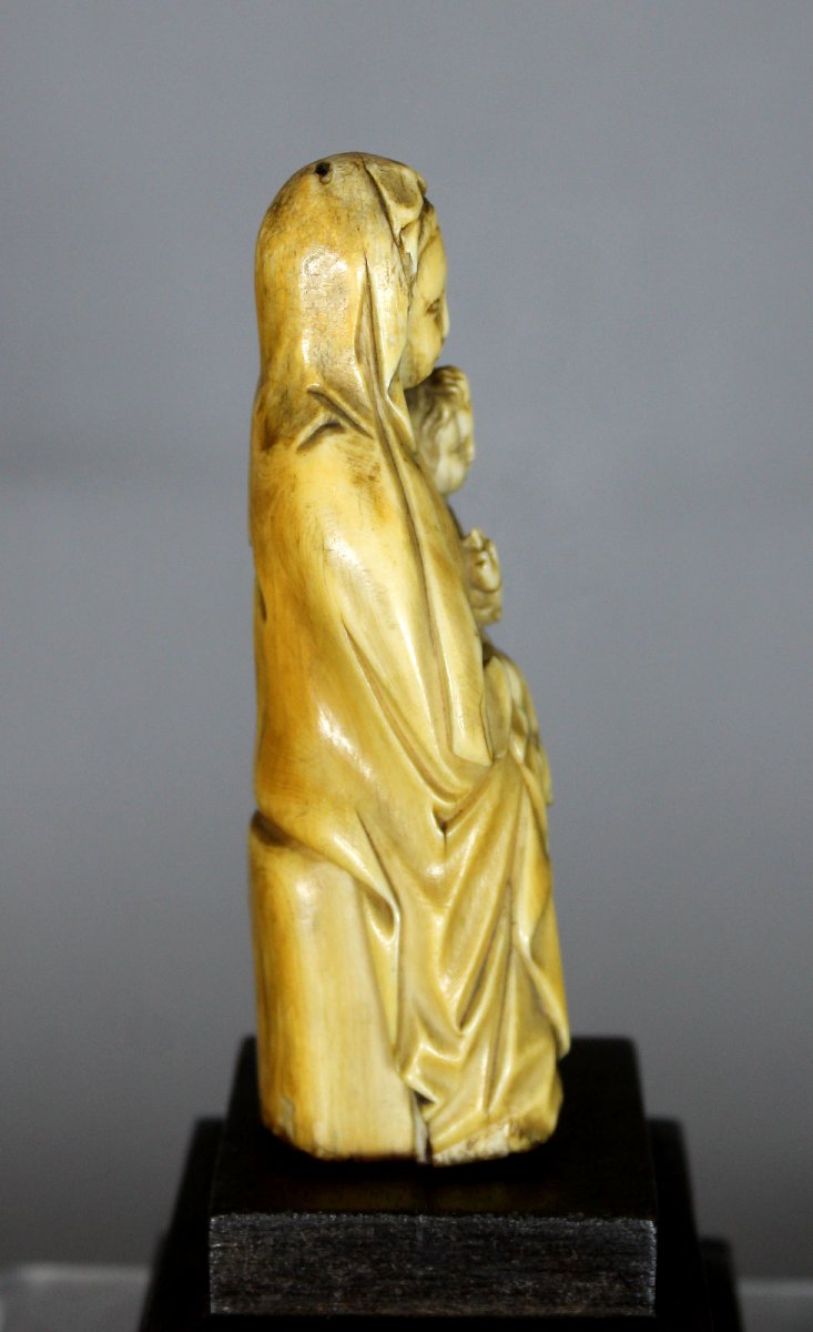 Antique Ivoire Chinois Chrétien Jésuite Sino-Portugais Vierge à l'Enfant XVIIe Siècle-photo-4