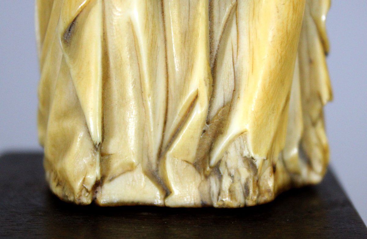Antique Ivoire Chinois Chrétien Jésuite Sino-Portugais Vierge à l'Enfant XVIIe Siècle-photo-2