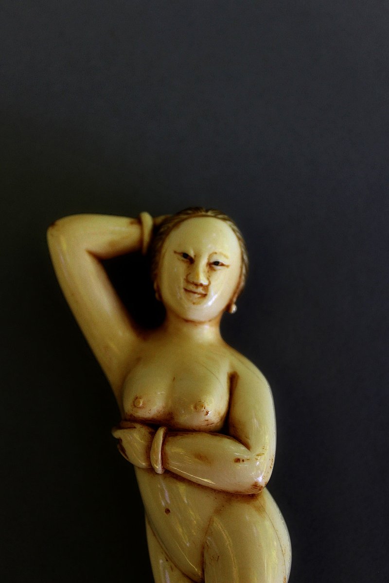 Dame de Médecine Érotique Nue en Ivoire, Chine, Dynastie Qing, XIXe Siècle-photo-2