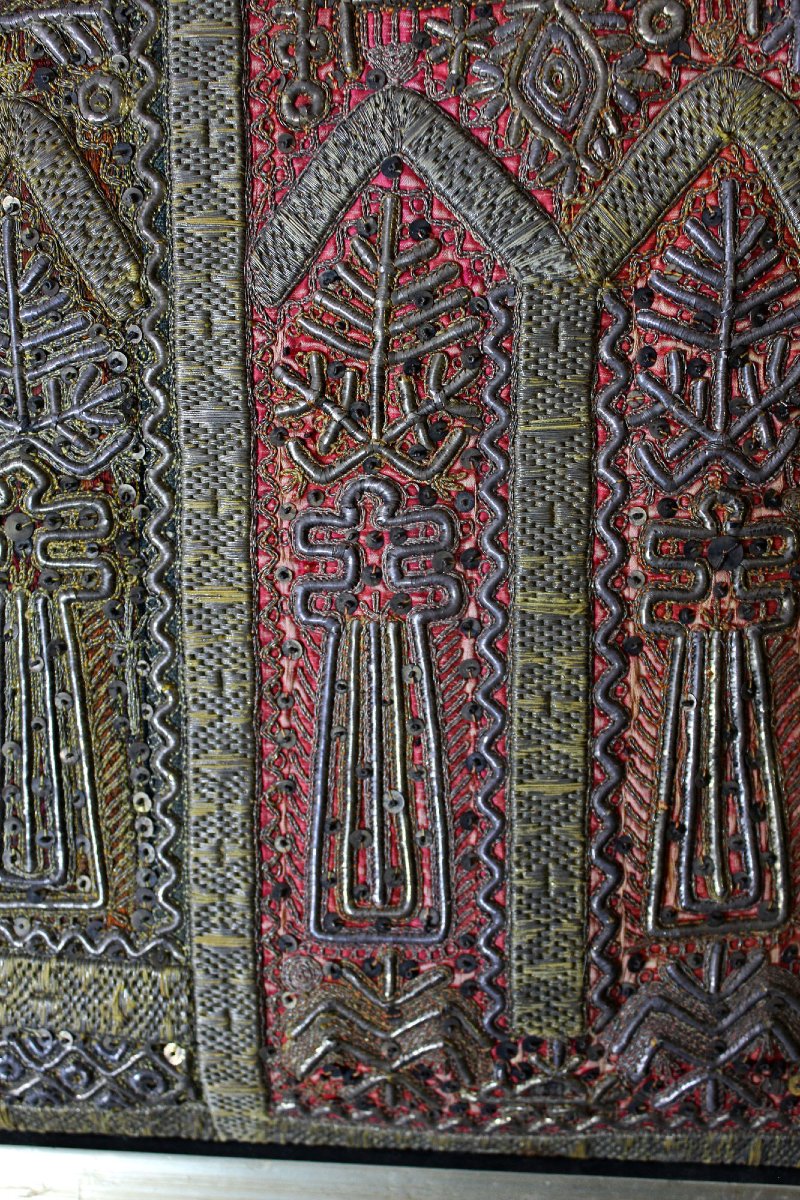 Antique Tunisian Silver & Gold Thread Embroidery, Ottoman Period, 19th Century-photo-2