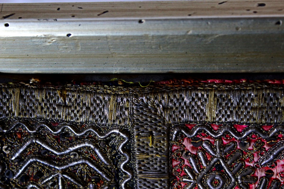 Antique Tunisian Silver & Gold Thread Embroidery, Ottoman Period, 19th Century-photo-4