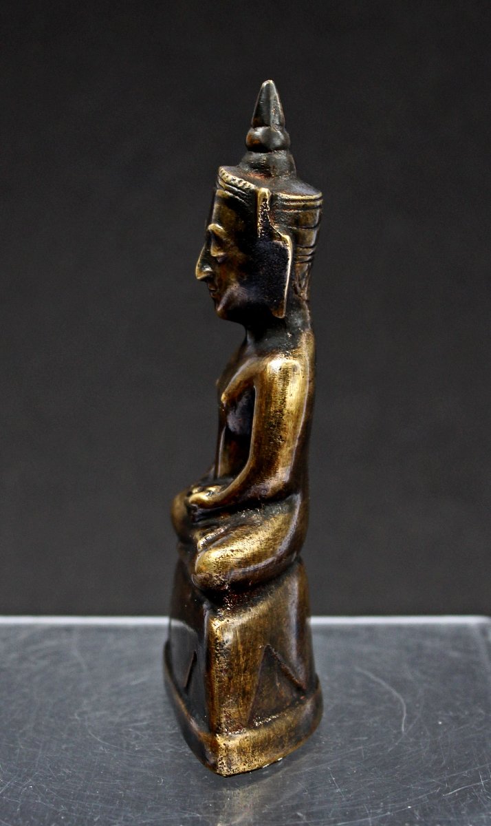 Antique Thai Bronze Phra Chai Victory Buddha, 18th Century-photo-2