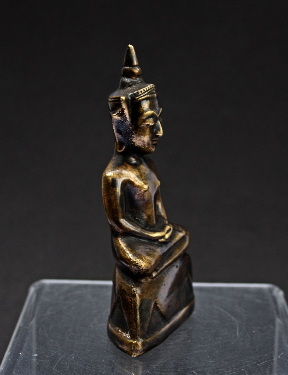 Antique Thai Bronze Phra Chai Victory Buddha, 18th Century-photo-4