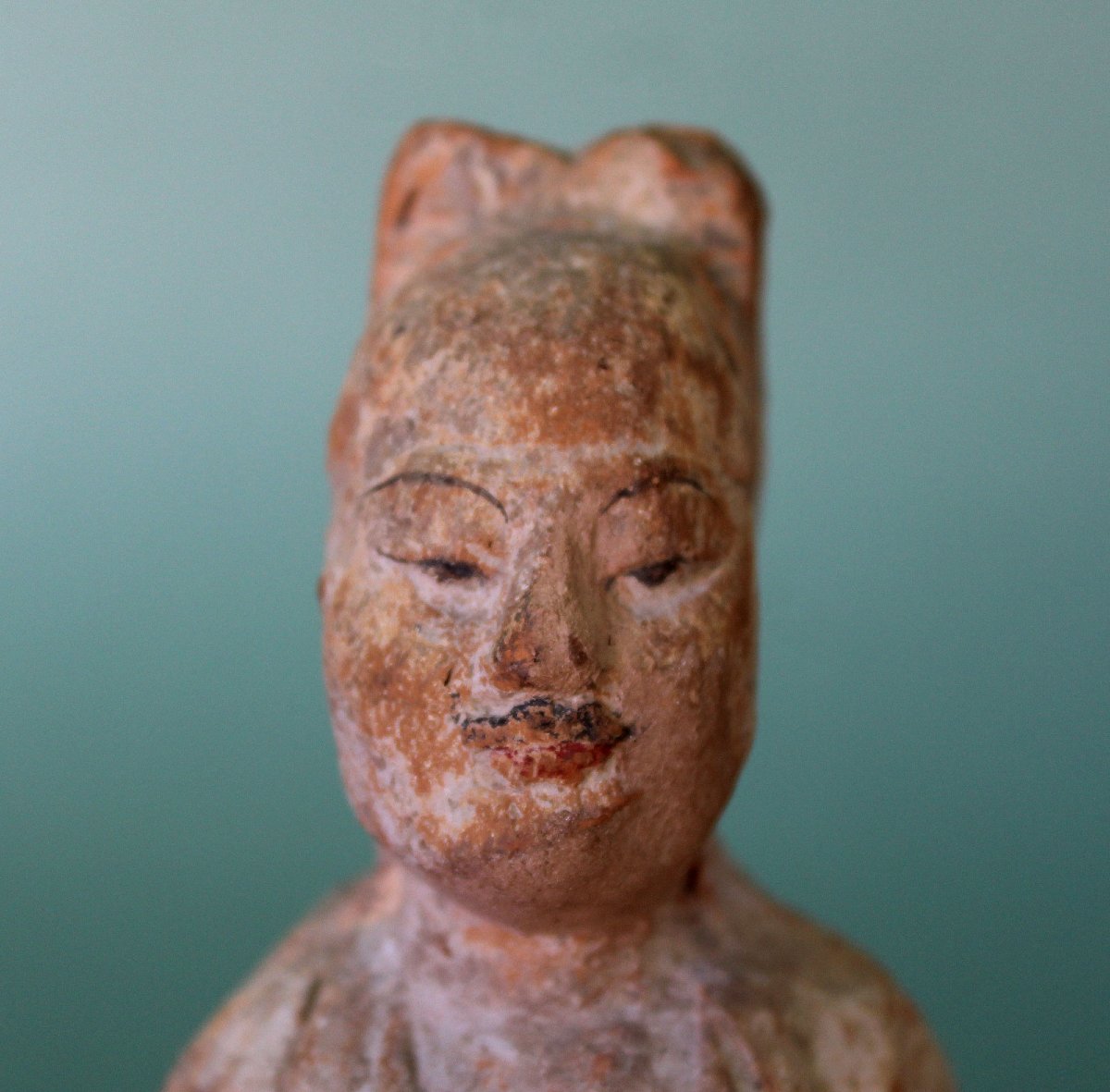 Tang Dynasty Chinese Terracotta Male Attendant With Original Polychrome (618–907 Ad)-photo-1