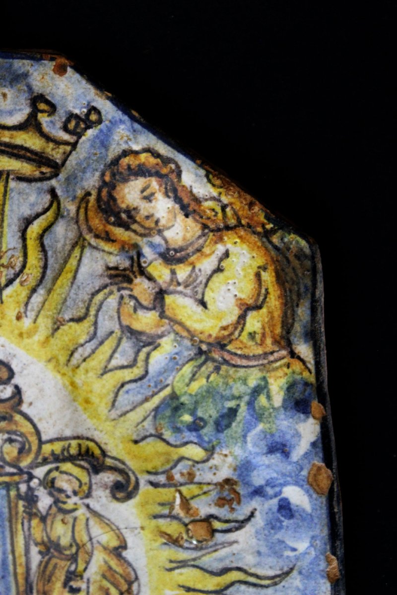 Rare 17th Century Portuguese Maiolica Faience Devotional Plaque – Santíssimo Sacramento-photo-4