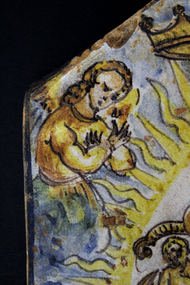 Rare 17th Century Portuguese Maiolica Faience Devotional Plaque – Santíssimo Sacramento-photo-2