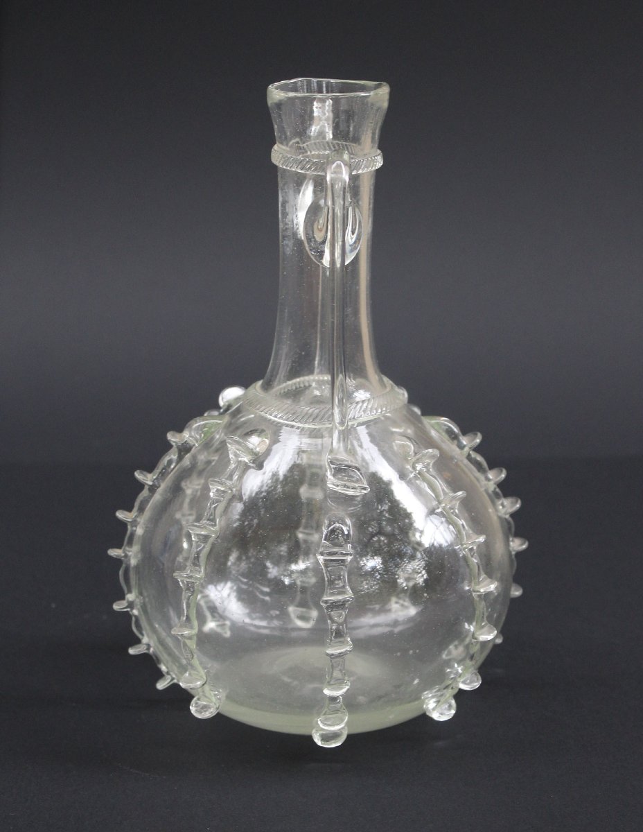 Carafe Ancienne en Verre, Probablement Hollandaise, à la Façon de Venise-photo-2