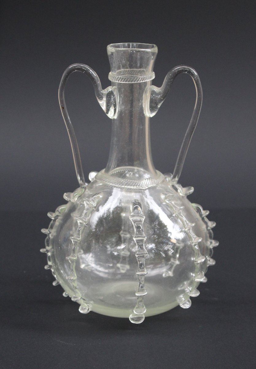 Carafe Ancienne en Verre, Probablement Hollandaise, à la Façon de Venise-photo-3