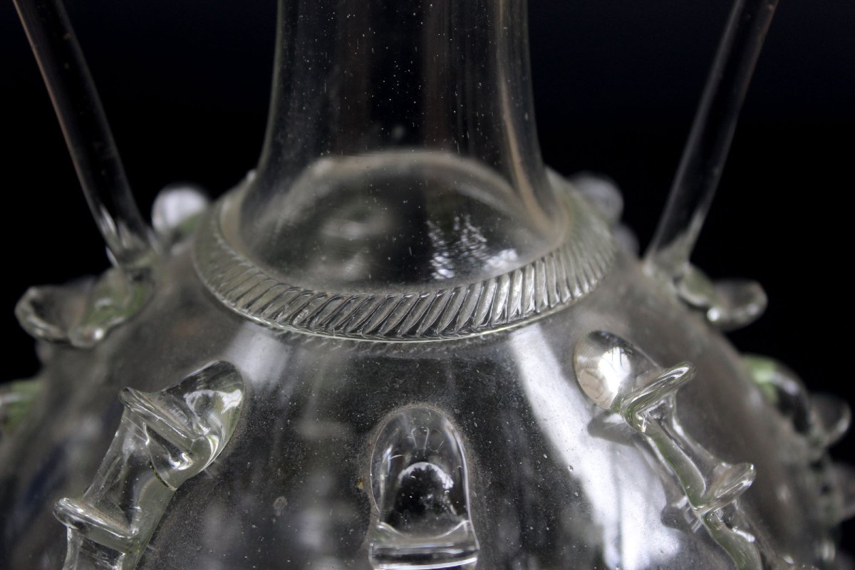 Carafe Ancienne en Verre, Probablement Hollandaise, à la Façon de Venise-photo-2