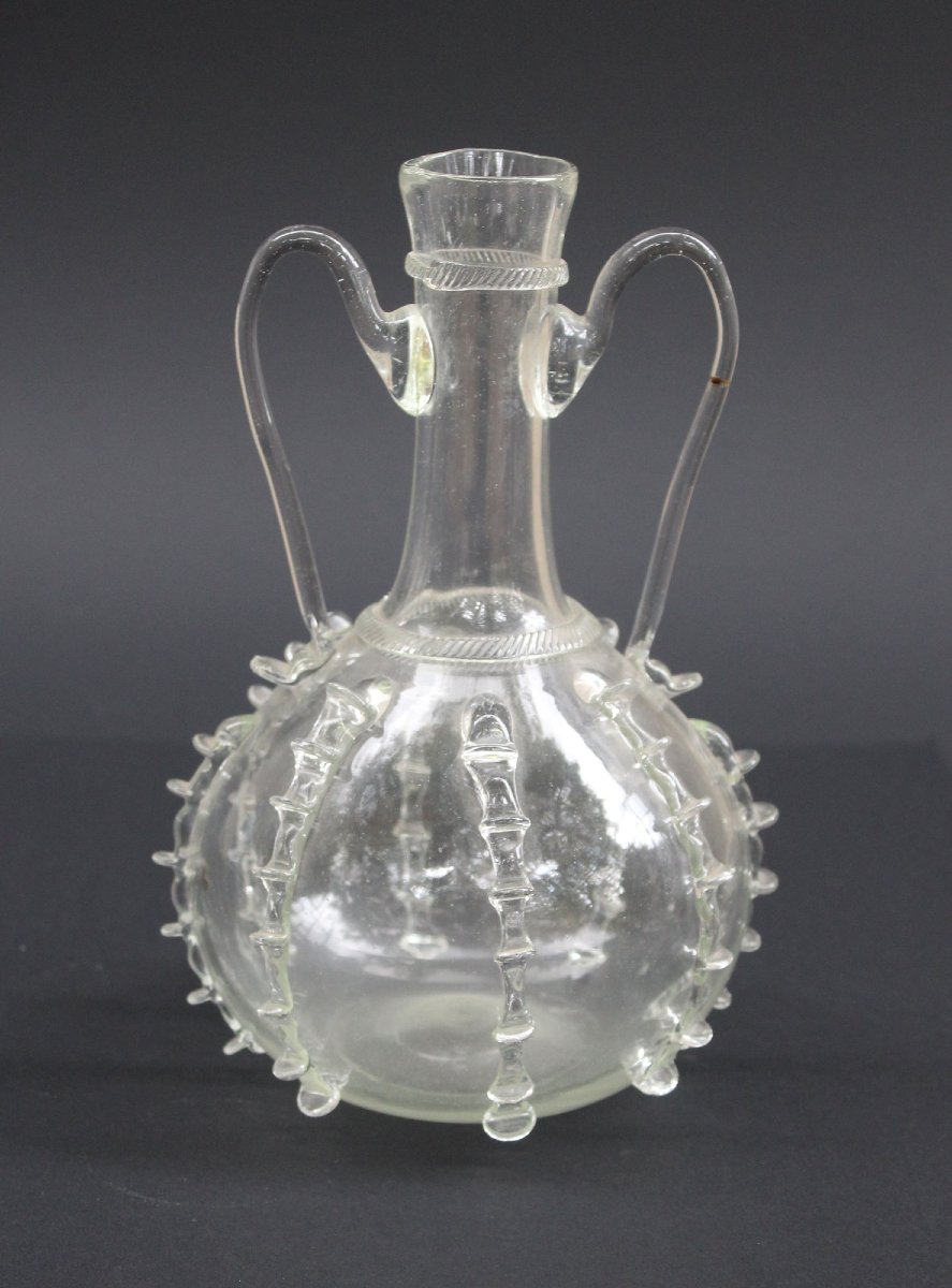 Carafe Ancienne en Verre, Probablement Hollandaise, à la Façon de Venise