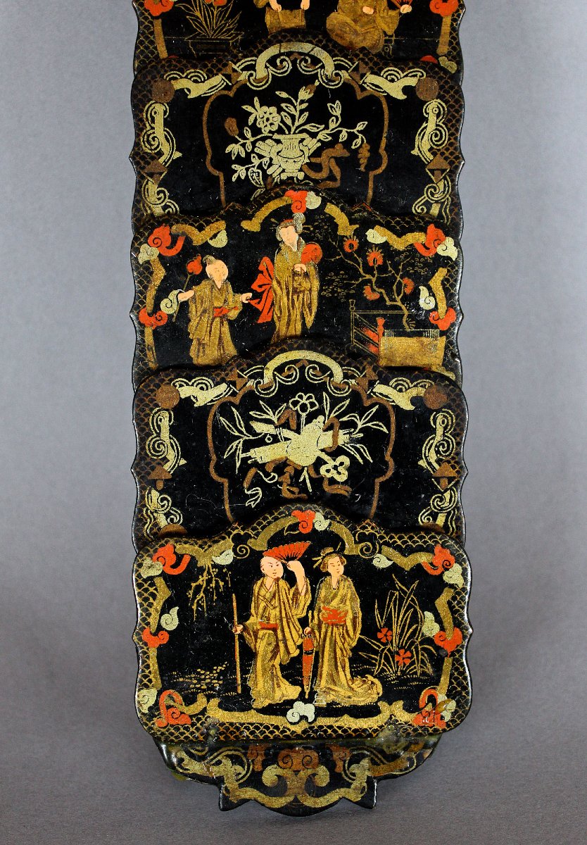 Porte-Lettres Mural en Papier Mâché à Décor de Chinoiseries, France, XIXe Siècle-photo-3