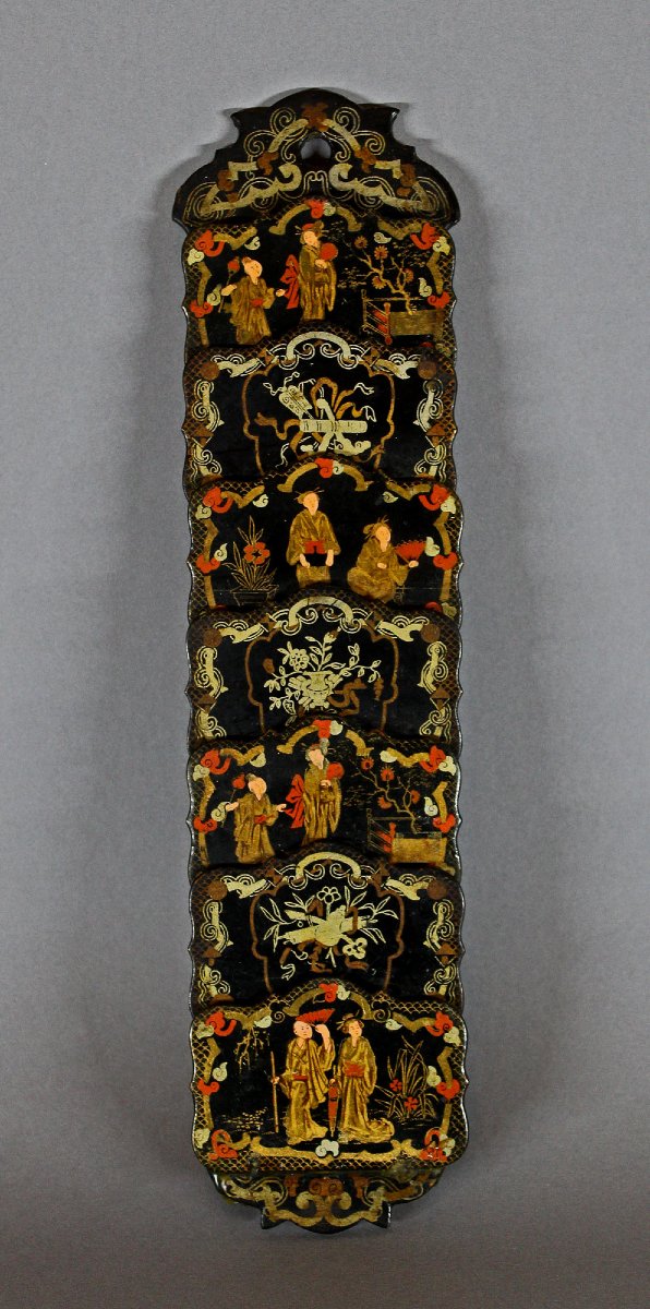 Porte-Lettres Mural en Papier Mâché à Décor de Chinoiseries, France, XIXe Siècle