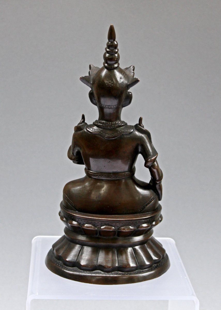 Bouddha Assis en Bronze Français, Goût Asiatique, XIXe Siècle, 24 cm-photo-3