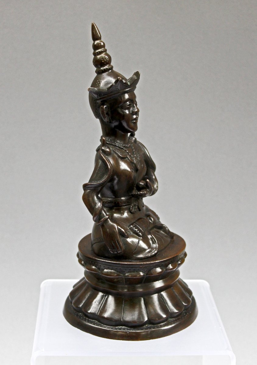 Bouddha Assis en Bronze Français, Goût Asiatique, XIXe Siècle, 24 cm-photo-4