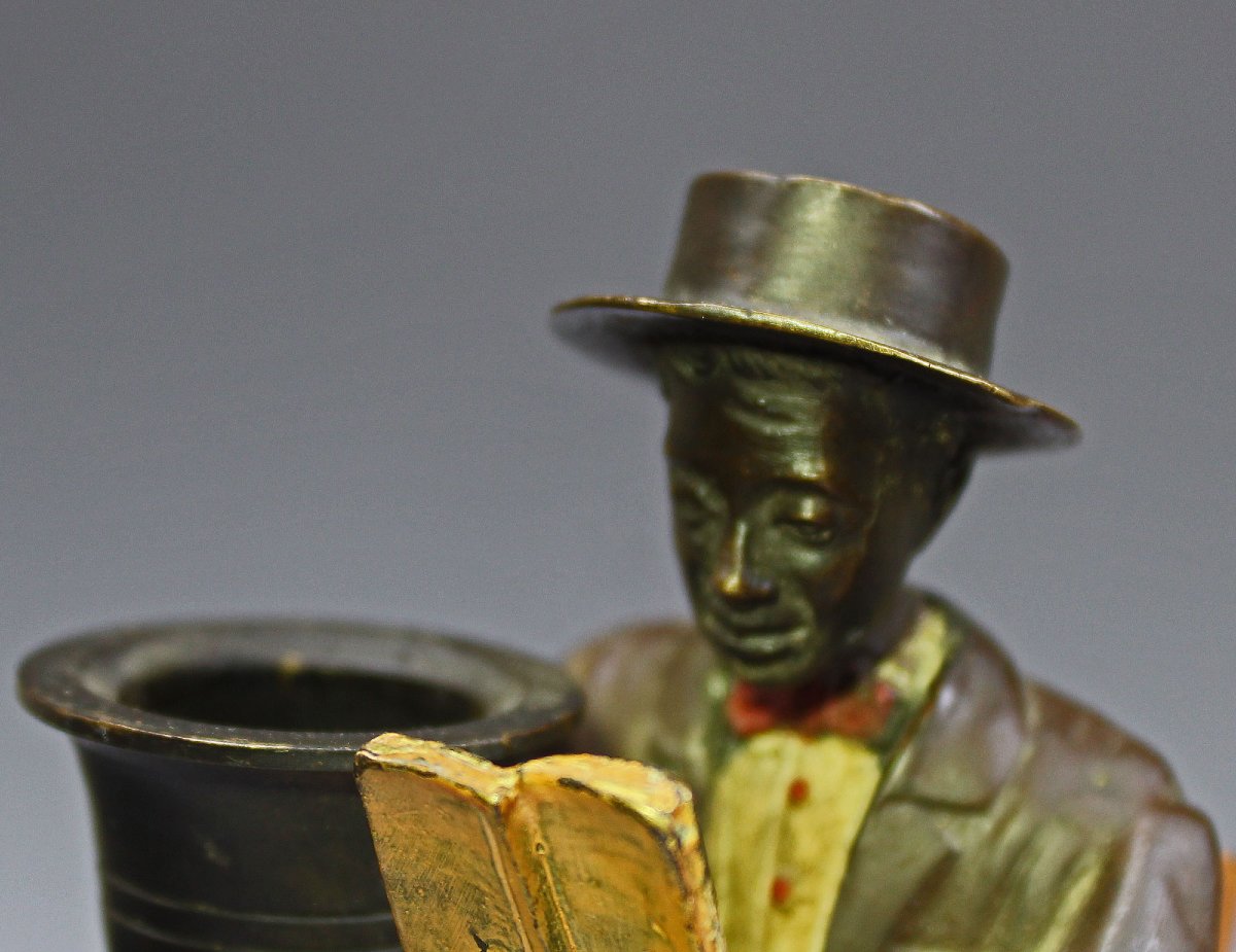 Vienna Cold-painted Bronze “black Dandy” Candle Holder – Southern Gentleman-photo-4