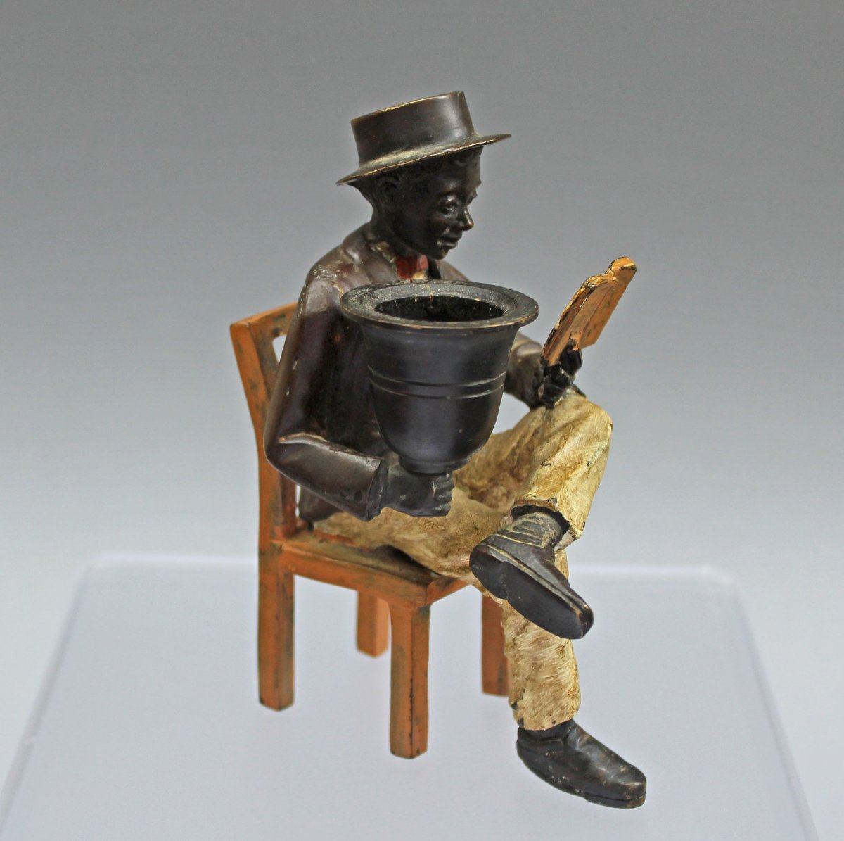 Vienna Cold-painted Bronze “black Dandy” Candle Holder – Southern Gentleman