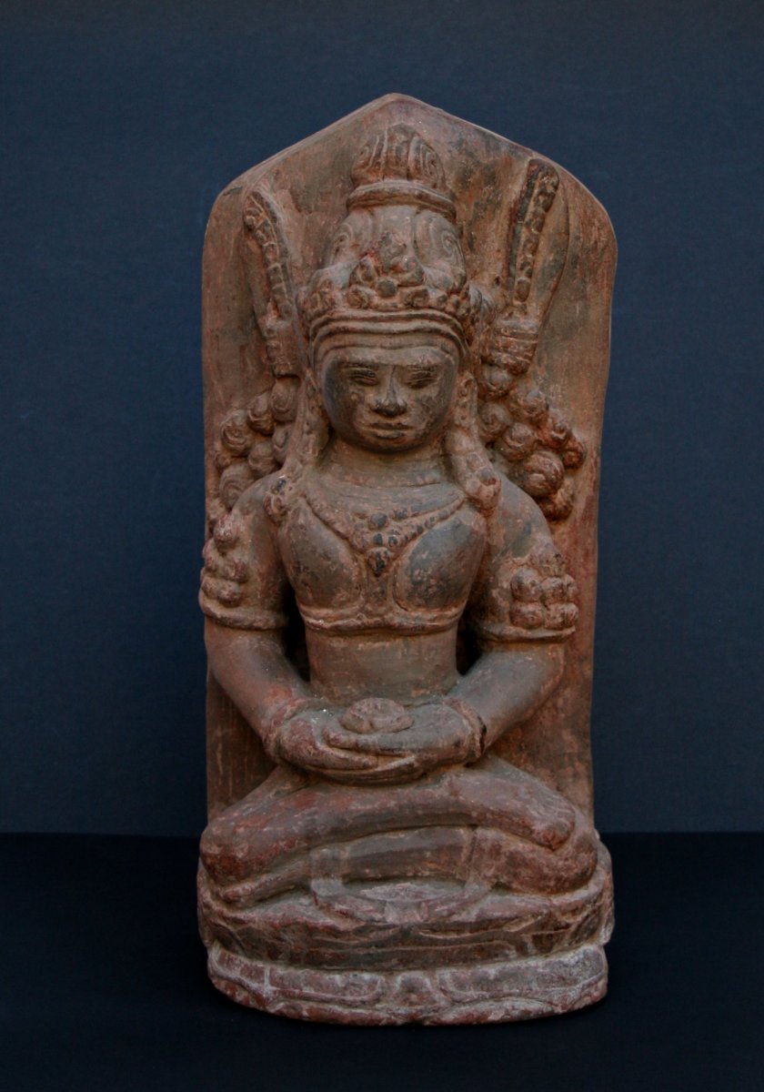   Large Antique Khmer Terracotta Buddha Angkor Wat Cambodian. Buddhist.-photo-2