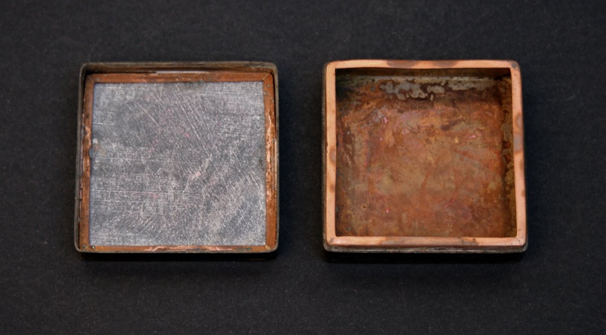 Antique Chinese Bronze Ink Box Scholars Object Calligraphy -photo-4