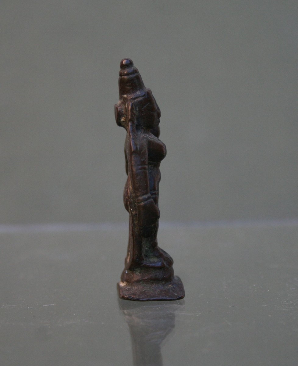 Ancien Parvati Miniature en Bronze Indien Puissance Féminine Déesse Hindou C 17ème (1)-photo-4