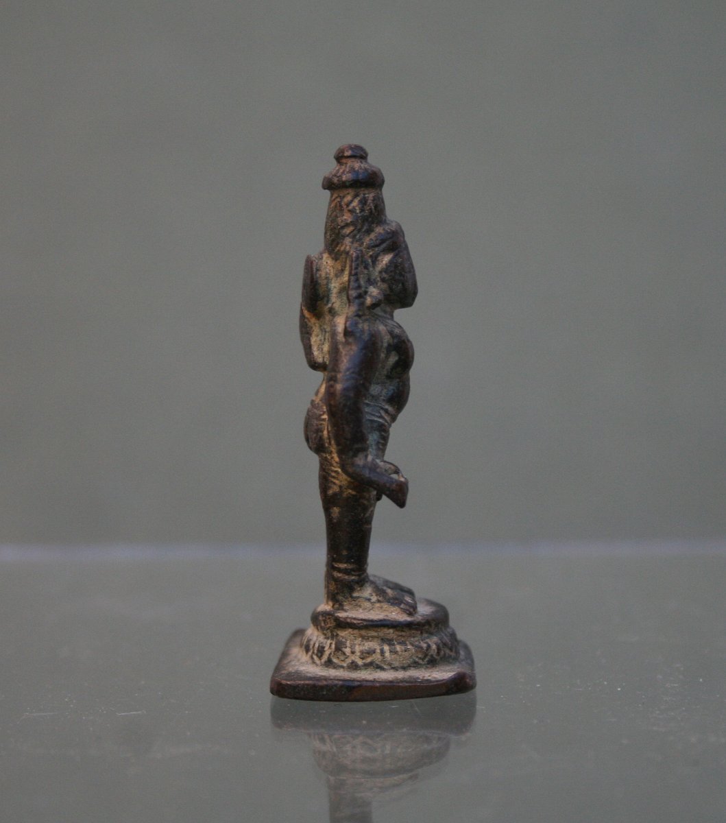 Antique Indian Bronze Miniature Parvati Female Power Hindu Goddess C 17th (2)-photo-4