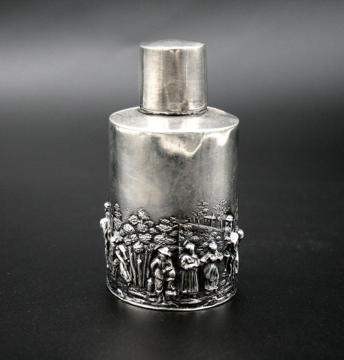 Boîte à Thé Anglaise Antique En Argent Massif 1905-photo-2