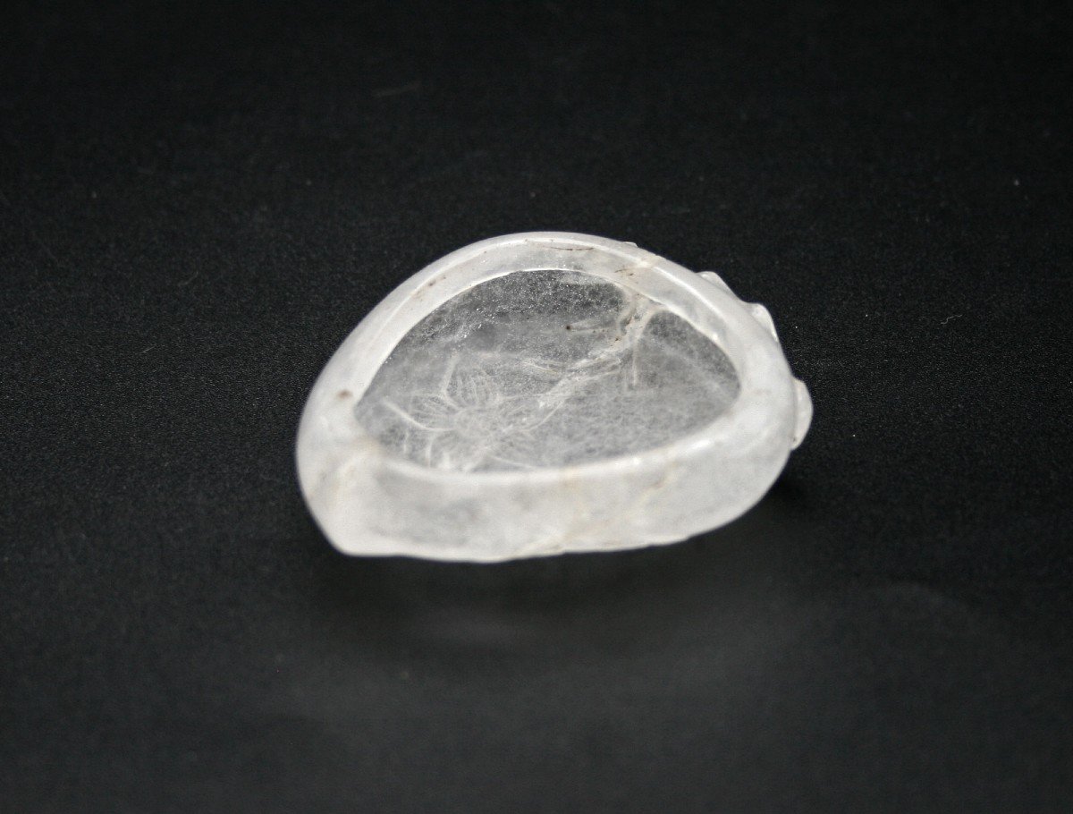 Antique Chinese Rock Crystal Brush Washer - Peach Shaped.-photo-2