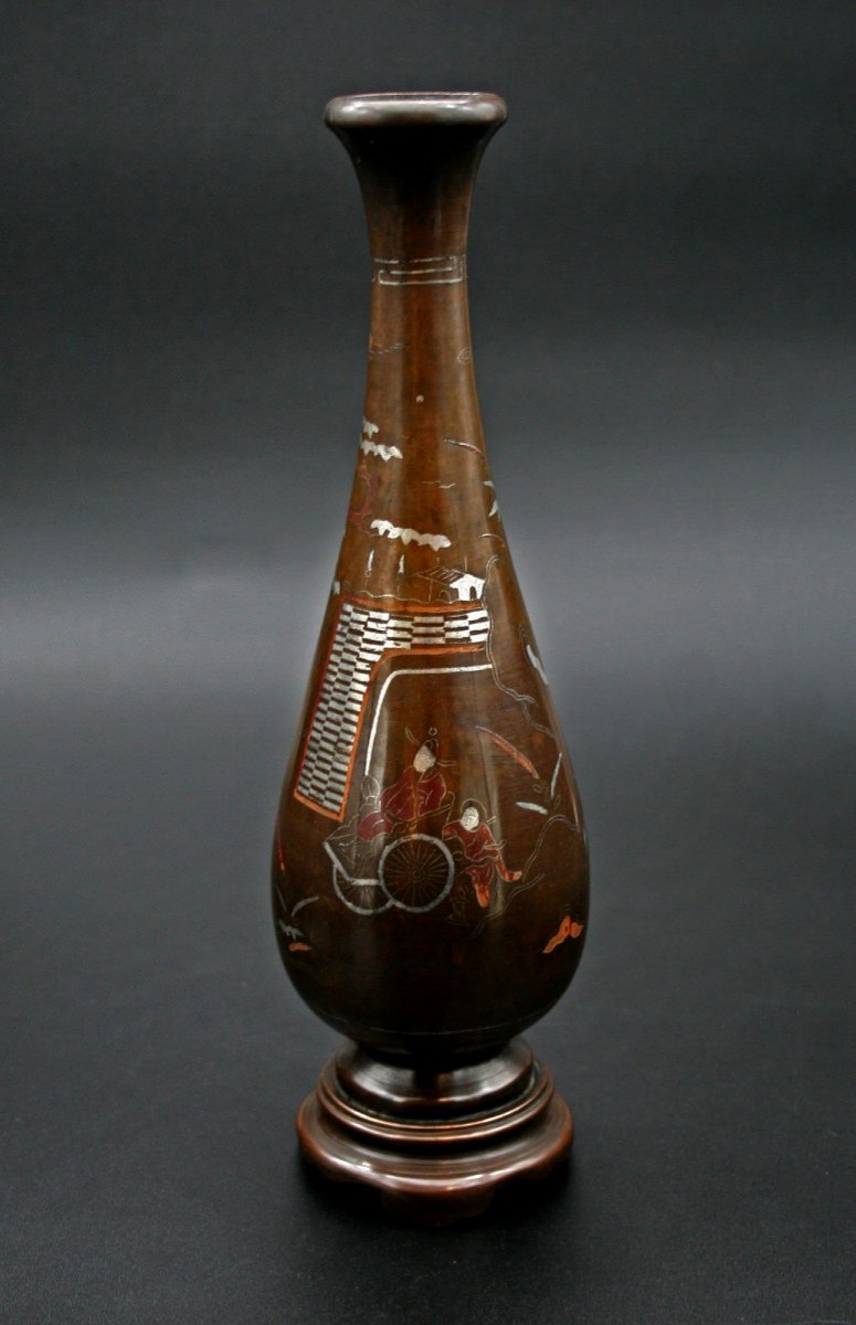 Antique Vietnamese Vase Inlaid Bronze Vietnam-photo-4