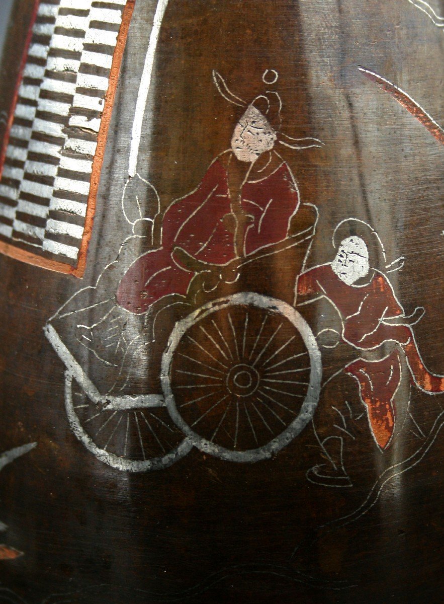 Antique Vietnamese Vase Inlaid Bronze Vietnam-photo-1