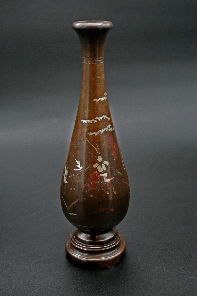 Antique Vietnamese Vase Inlaid Bronze Vietnam