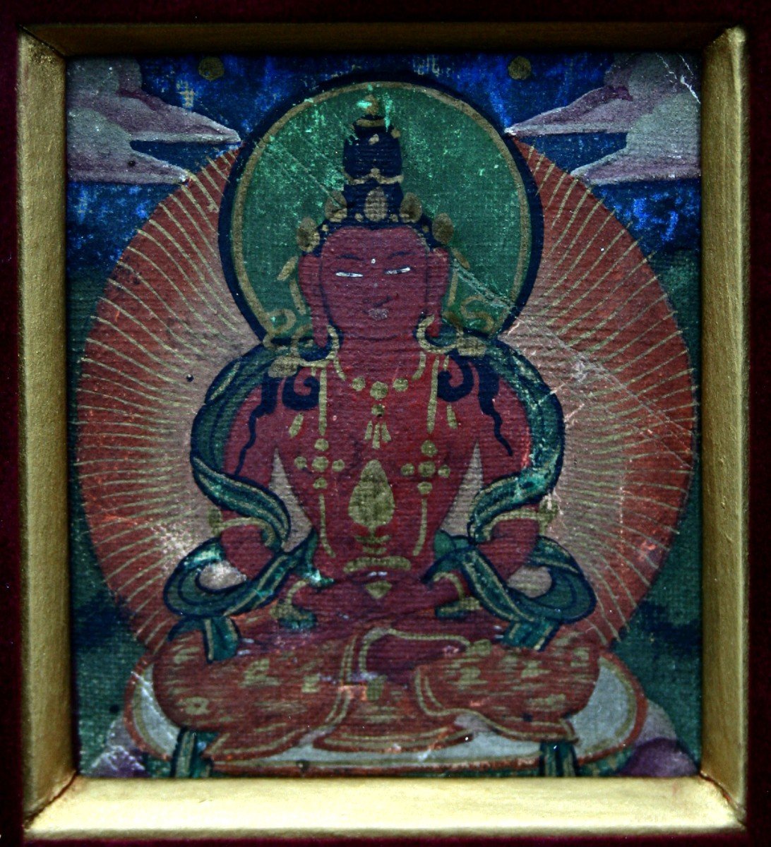 Red Rakta Avalokiteshvara Tibetan Buddhist Vajradharma Votive Painting Thangka