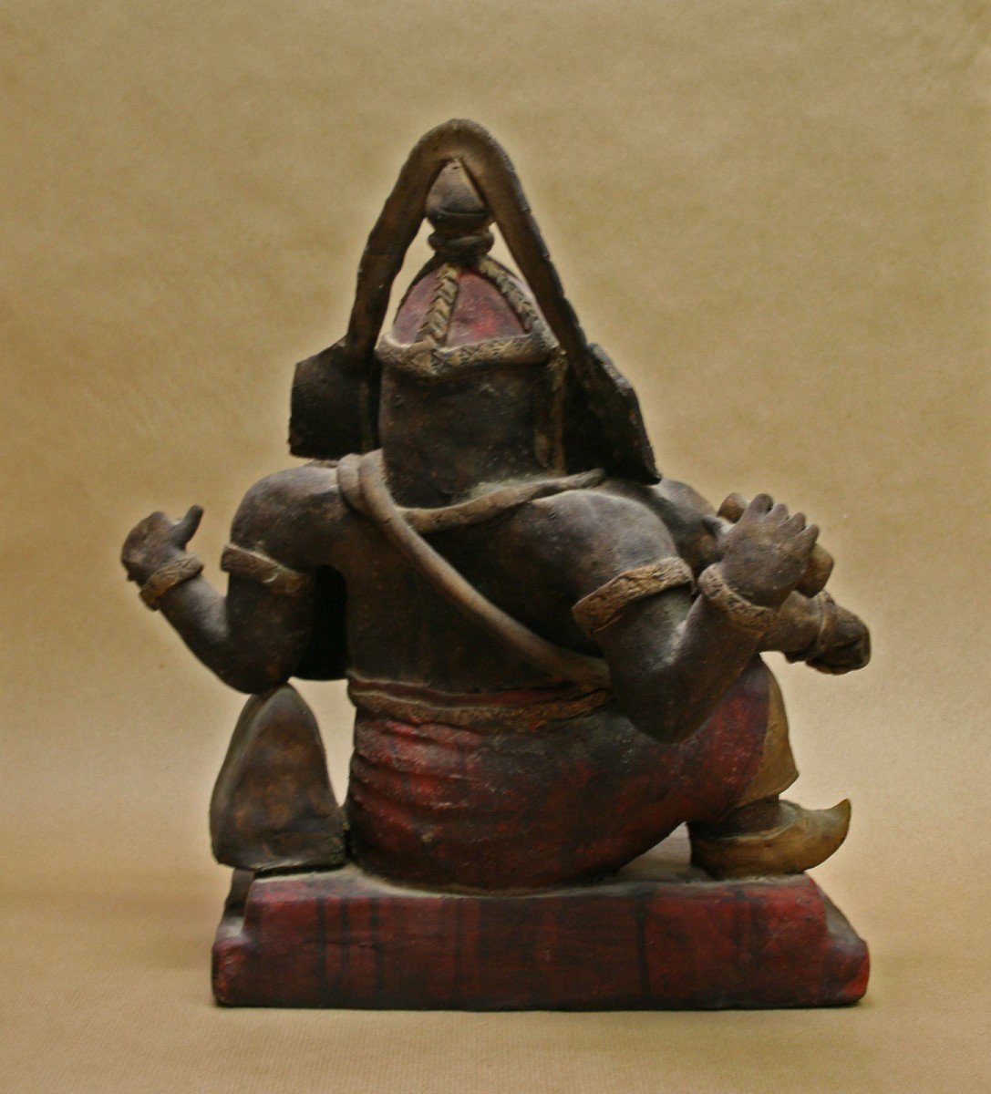 Importante Figure Antique Du Temple Bouddhiste Thai Ganesha Datée Inscrite-photo-3