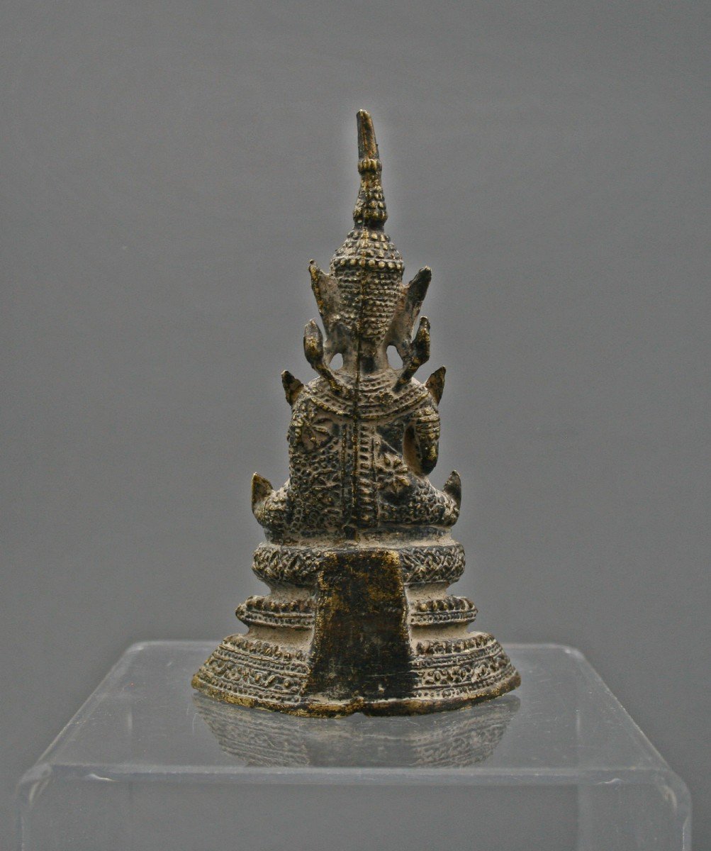 Antique Thai Bronze Buddha Meditation Rattanakosin Dhyāna Mudra Thailand-photo-3