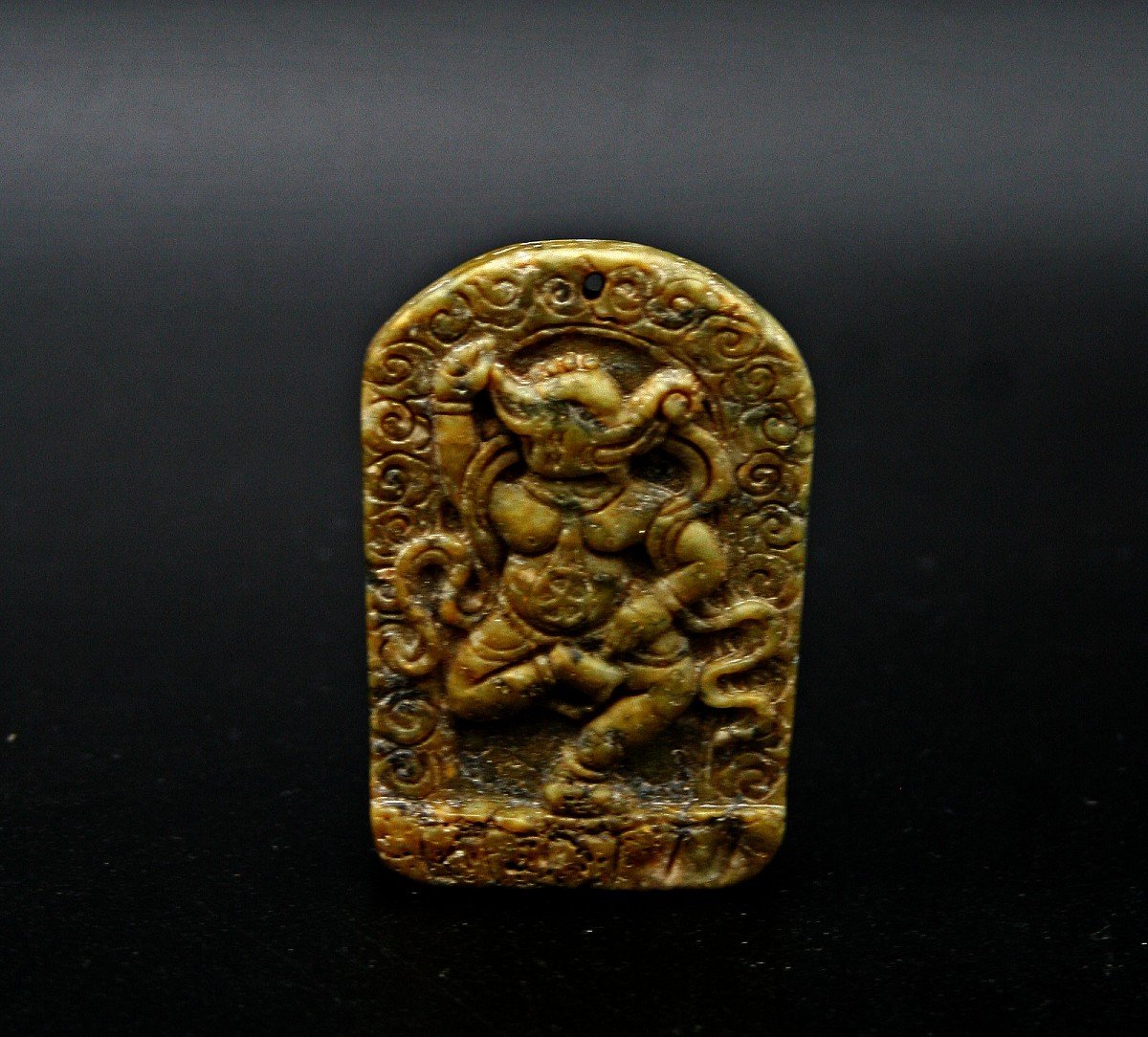 Tibetan Carved Hard Stone Pendant Ganesha Elephant God