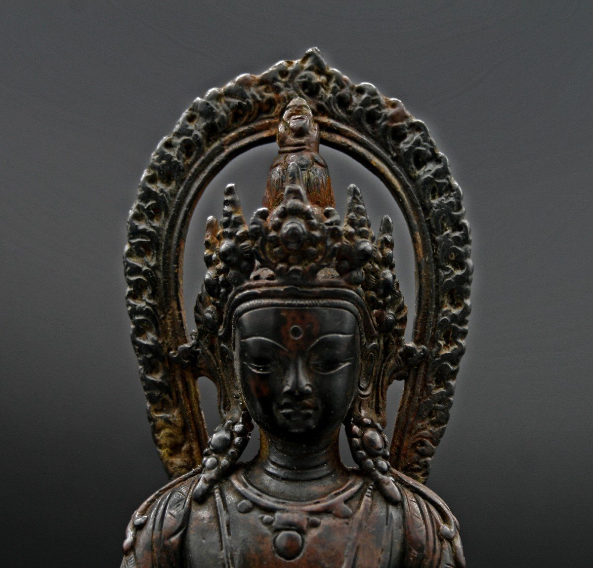 Antique Sino-tibetan Amitayus Bronze, Long Life Buddha, Chinese Tibet Amrita Vase-photo-1
