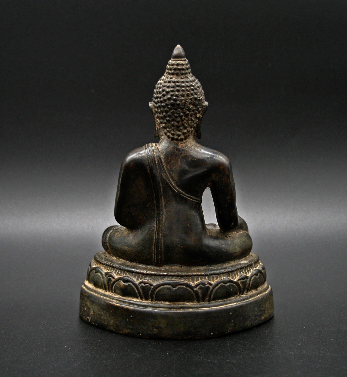 Antique Thai Bronze Shakyamuni Buddha Bhumisparsha Mudra Touching Earth-photo-3