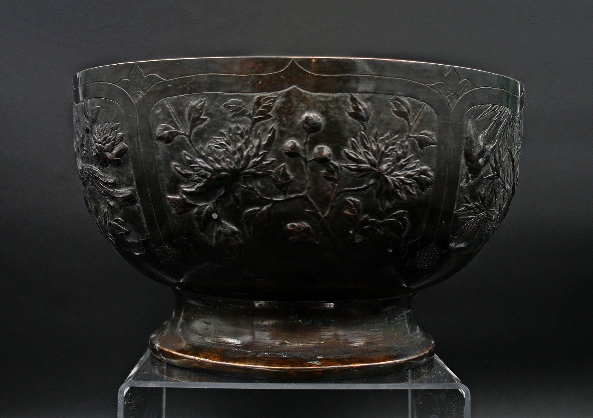 Bol à Punch En Bronze Chinois Antique-photo-3