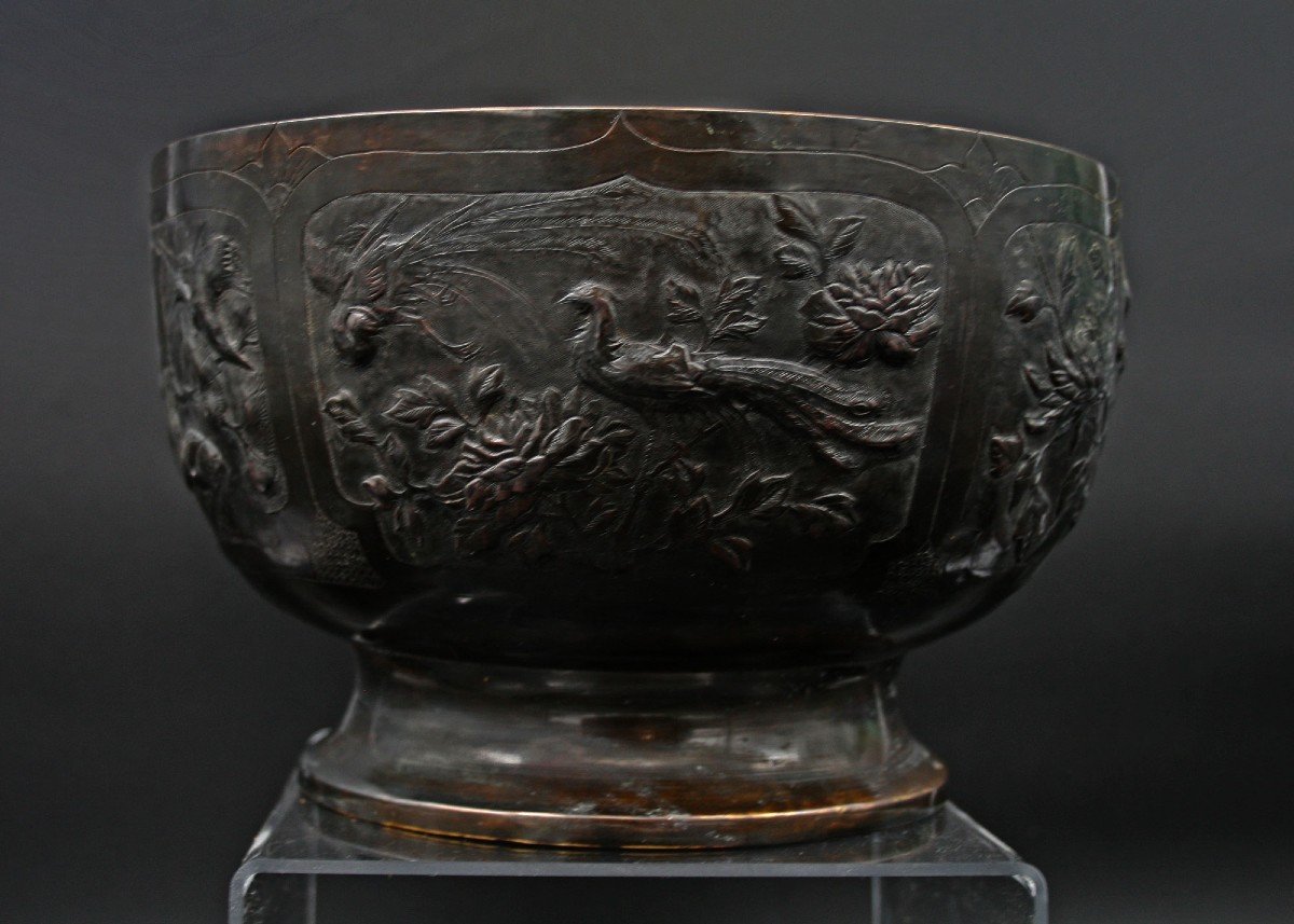 Antique Chinese Bronze Punch Bowl-photo-4