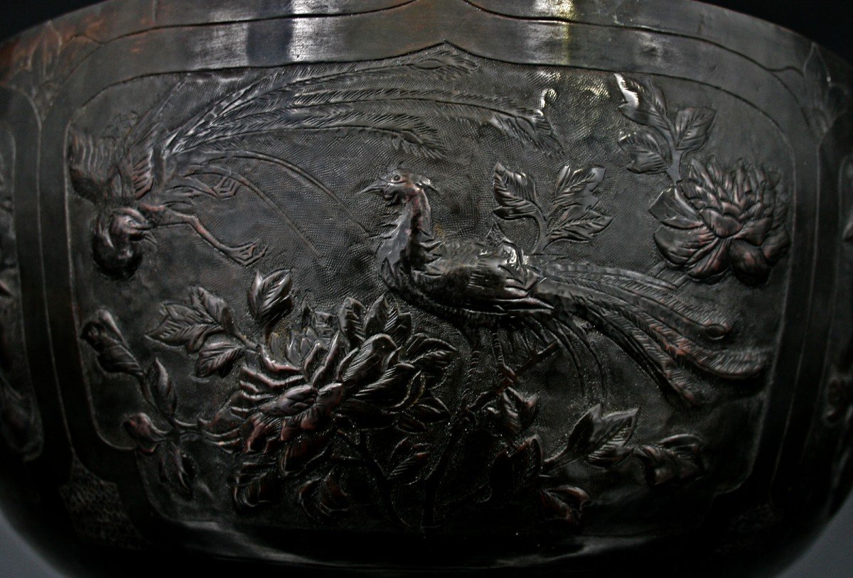 Antique Chinese Bronze Punch Bowl-photo-2