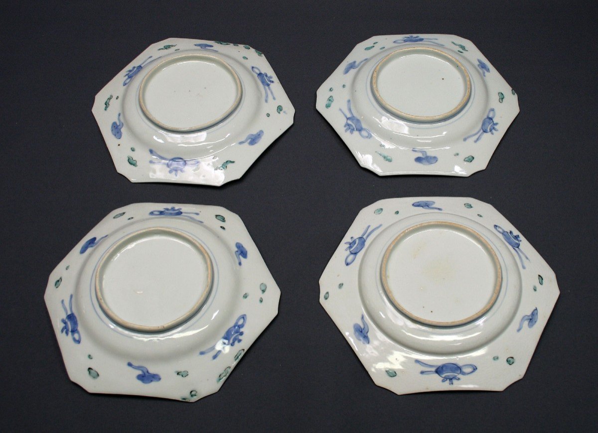 Four Antique Arita Imari Dishes - Edo - Meiji  -japanese Porcelain. Fukugawa Style.-photo-3