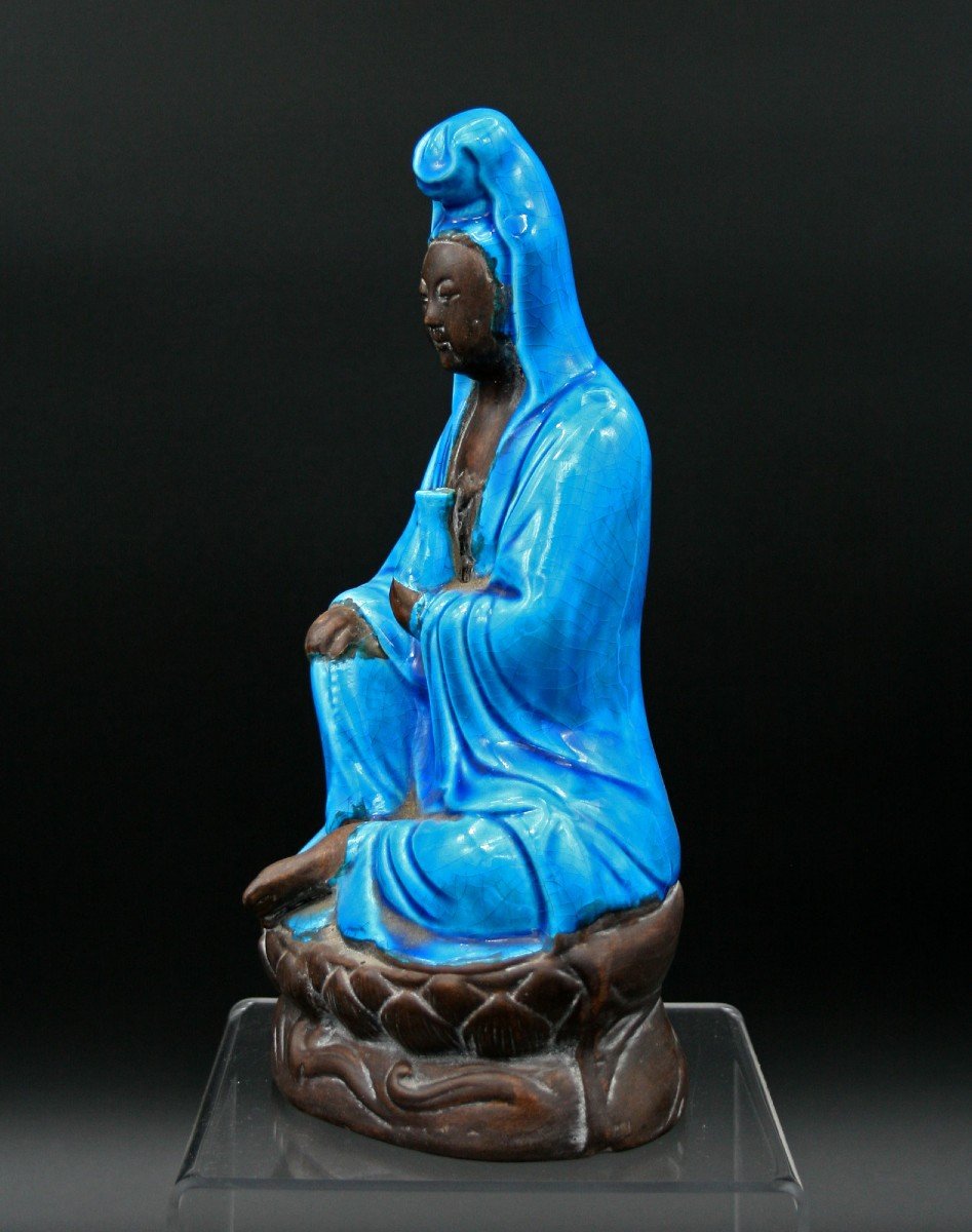 Antique French Porcelain Guanyin Chinese Goddess Of Mercy-photo-2