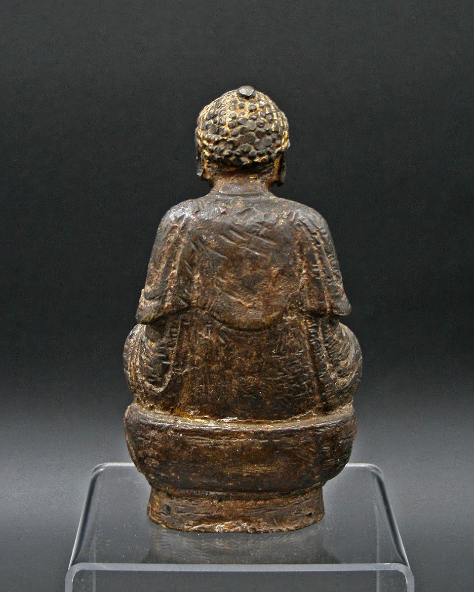 Antique Chinese Bronze Buddha Ming Dynasty.  Meditation Buddha Dhyanasana.-photo-3