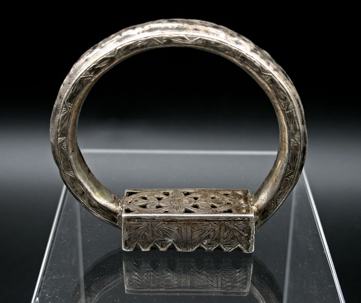Antique Bangle Bracelet Solid Silver Tribal Ethnic Islamic?-photo-3